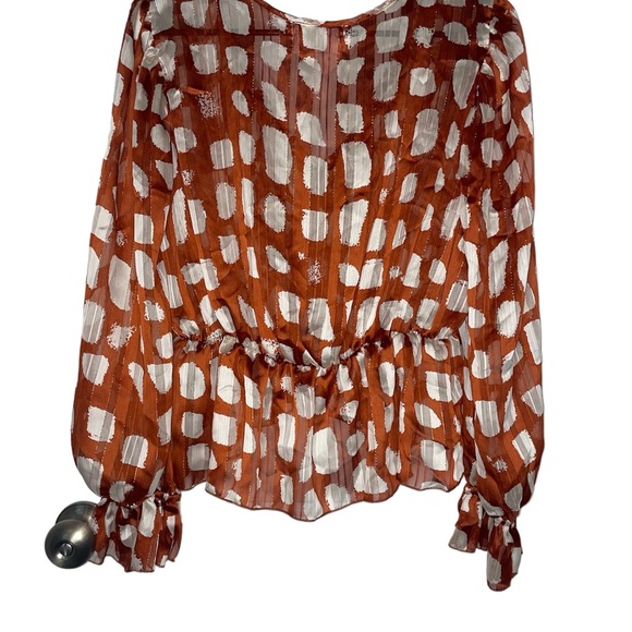 Women’s Large Boutique Bell Sleeve‎ Sheer Bucket List Long Sleeve Blouse - Picture 2 of 2